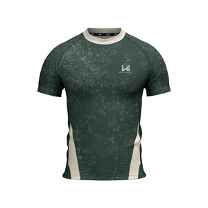 Camiseta de Compresión de Manga Corta para Hombre, con Rayas Rojas y Azules, de Secado Rápido, Cuello Redondo, Estampado por Sublimación, Corte Regular, para Gimnasio, Protección UV - Product Image 4