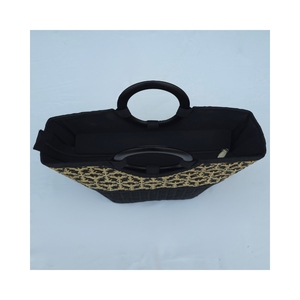 Bolso de Mano de Mimbre de Bambú Ligero y Ecológico para Mujer, Patrón Geométrico/de Pata de Gallo, Forro de Algodón, Asas Dobles, Vietnam - Product Image 5