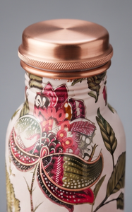 Bouteille d'eau en cuivre pur à imprimé floral, anti-fuite, pour la pratique de la yoga et de la remise en forme ayurvédique, gourde en métal - Product Image 3
