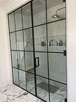 Portes en verre et acier françaises de luxe, ouverture manuelle, surface finie pour usage intérieur, villas, hôtels, salles de bain, garantie à vie