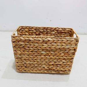 Water Hyacinth Rustic <b>Foldable</b> Storage <b>Basket</b> Multifunctional Room Storage Container for Kitchen Dining Home Decoration - Product Image 6