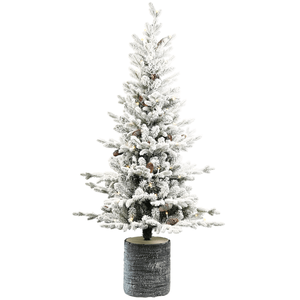 6.5ft Artificial Flocking Basen <b>Tree</b> 1386 PE/PVC Mixed Branch Tips Warm White <b>Light</b> Holiday Pine Cone 31 350L Christmas <b>Lights</b> - Product Image 1