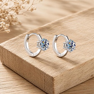 Premium High Quality 10k 14k 18k 1 CT Each <b>Solid</b> <b>Gold</b> Round Cut Lab Grown Diamond <b>Huggies</b> Hoop Earrings Color E Clarity VVS - Product Image 3
