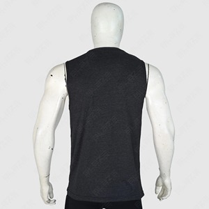 Débardeur sans manches noir pour homme STAR SPEED, col rond, tricot uni, décontracté, respirant, polyester/coton, séchage rapide - Product Image 5