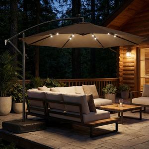 Copertura Impermeabile Quadrata per Ombrellone da Patio, 3m di Diametro, per Palo in Acciaio Inox/Ferro e Legno, per Uso Esterno, Spiaggia, Ristorante, Hotel, Protezione dalla Pioggia - Product Image 1