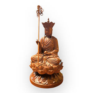 Estatua de Ksitigarbha Bodhisattva Tallada en Madera de Huong de un Solo Bloque, Diseño Feng Shui, Marca Tam Viet, Modelo A170, Origen Vietnam - Product Image 2
