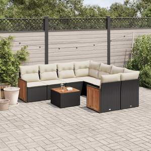 Set Divano da Giardino in Rattan con Cuscini, Design Contemporaneo Nero, Mobili in Vimini PE Impermeabile per Patio e Terrazza - Product Image 3