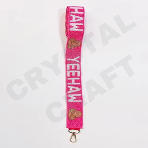 CRYSTAL CRAFT GO FROGS Sangle en sangle perlée violette, style vintage et tendance, avec texte en relief, accessoire de sac à main écologique - Product Image 5
