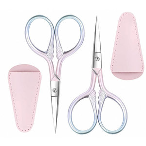 Tijeras de Aseo Multifuncionales de Acero Inoxidable con Hoja Recta para Diestros, para Recortar Cejas, Vello de la Nariz y Bigote, PU - Product Image 1