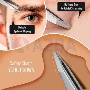 Ensemble de 4 pinces à épiler en acier inoxydable pour sourcils et poils incarnés avec étui en cuir PU, kit d'outils de toilettage de précision - Product Image 4