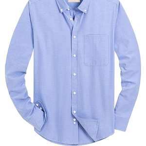 <b>Mens</b> Solid Oxford <b>Shirt</b> Long Sleeve Dress <b>Shirt</b> Work Casual Button Down <b>Shirts</b> <b>with</b> <b>Pocket</b> - Product Image 1