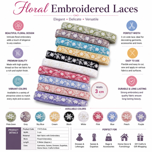 Encajes florales elegantes bordados para prendas de vestir, vestidos, saris, manualidades y adornos de accesorios de moda. - Product Image 6