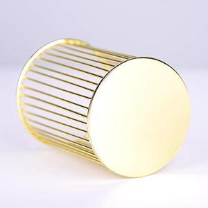 Contemporary Hollow <b>Grid</b> Gold <b>Metal</b> Pen Cup Modern Architectural Desktop Stationery Container - Product Image 6
