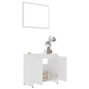 Set di mobili da bagno 3 pezzi in legno ingegnerizzato bianco - Product Image 6