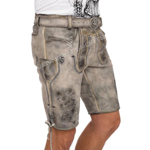 Shorts Lederhosen pour Hommes de Haute Qualité, Costume Bavarois pour l'Oktoberfest, 100% Cuir de Chèvre Suédé, Solide et Décontracté - Product Image 2