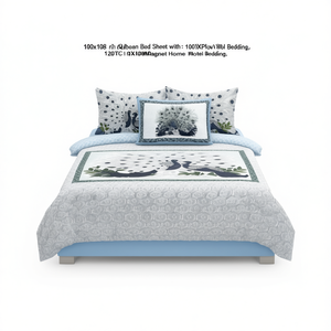 100x108 Inch Queen <b>Bed</b> Sheet with 2 Pillow <b>Covers</b> 120TC 100X108Magnet Home Hotel Bedding - Product Image 2