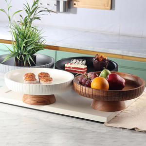 Tazón de Madera Ecológico Hecho a Mano con Base de Madera, Estilo Americano, Color Gris, para Uso en el Hogar y Fiestas, 24.5 cm - Product Image 6