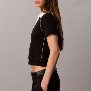 Camiseta Corta de Alta Calidad para Mujer, Diseño Casual con Cuello, Fabricada en Fábrica, para Gimnasio, con Bajo Acanalado - Product Image 3
