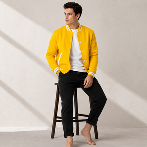 Varsity jacket offering sporty elegance with breathable warmth and practical design for casual daily movement and stylish wear - Product Image 5