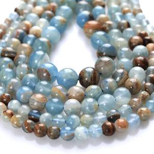 Perles rondes lisses en calcite bleue naturelle pour la fabrication de bijoux, bracelets, colliers, accessoires de charme DIY - Product Image 3
