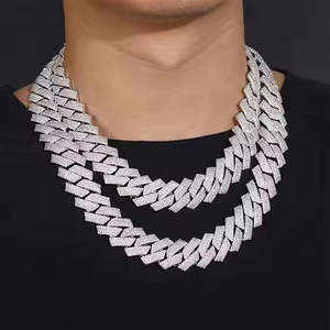 wholesale hip hop jewelry <b>iced</b> <b>out</b> 18k gold silver plated brass zircon diamond tennis <b>chain</b> necklace for men women - Product Image 1