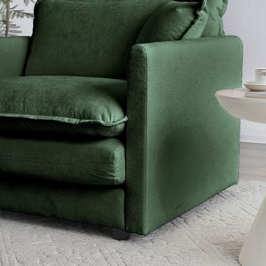 Divano Moderno a Due Posti in Tessuto Ciniglia Verde per Soggiorno, Grande Dimensione con 4 Cuscini Imbottiti - Product Image 5