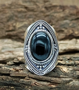 <b>925</b> Sterling <b>Silver</b> Black Onyx Oval Cut Bezel Setting Classic Wedding <b>Ring</b> Handmade Women <b>Ring</b> - Product Image 1