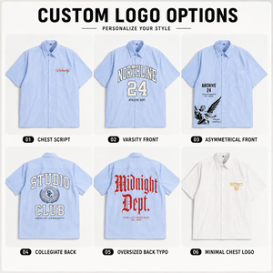 เสื้อเชิ้ตผู้ชายลายทาง แขนสั้น ทรงบ็อกซี่ ติดกระดุม คอปก สไตล์ลำลอง สตรีทแวร์ เสื้อผ้าลำลองฤดูร้อน รับผลิตแบบ OEM แบรนด์ส่วนตัว - Product Image 2