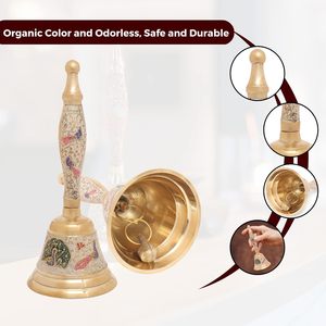 Brass Puja Bell for Home <b>Mandir</b> Colourful Jingle Bell for Christmas Hindu Festivals Decorative Hanging Bell - Product Image 5
