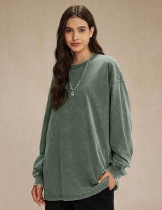 Sweat-shirt unisexe surdimensionné 100% coton, couleur unie, col rond, manches régulières, respirant, séchage rapide, tricoté, vêtements d'hiver - Product Image 3