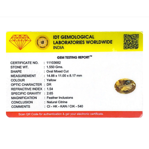 Natural Citrine Loose Gemstone 7.75 Carat 12mm Yellow Certified Jewelry Making Stone - Product Image 4