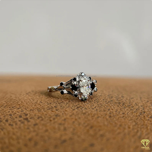 Trisha Jewels <b>Emerald</b> Cut Moissanite Diamond Gothic Engagement <b>Ring</b> 925 Sterling <b>Silver</b> Black Moissanite Cluster Accents IGI - Product Image 6
