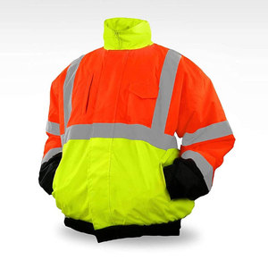 Econex Sports Men's High Visibility Work Jacket CE Certified Rip-Stop Reflective <b>Strips</b> Polyester Waterproof Zipper Closure - Product Image 2