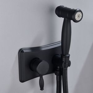 Set Moderno di Spruzzatori per WC in Acciaio Inox, Kit Bidet con Acqua Calda e Fredda, Colore Nero, Facile da Pulire per Hotel - Product Image 2