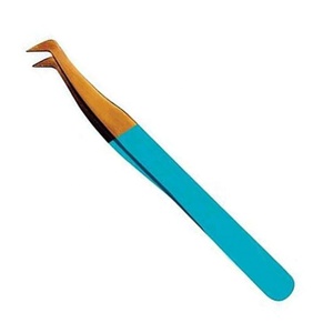 Pince à épiler royale nouvelle couleur bleue, volume 3D, plaquée or, en acier inoxydable, pour extensions de cils, anti-magnétique et prise parfaite - Product Image 1