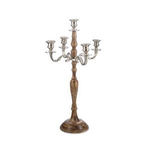 Unique Vintage Métal Décor À La Maison De Luxe Bougeoir À La Main Décoratif À La Maison En Aluminium & En Bois Candélabre Avec Argent Fini - Product Image 4