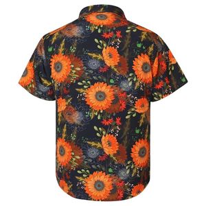 Chemise noire personnalisée à imprimé floral vintage, boutonnée, manches courtes, style tropical Aloha, pour les vacances à la plage, été, décontractée - Product Image 2