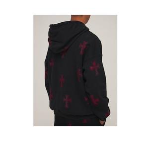 Vente en gros veste à capuche unie découpée et cousue unisexes, sweat à capuche zippé intégral avec impression bouffante en strass du visage vierge personnalisée - Product Image 3