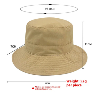 Unisex Khaki Canvas Bucket Hat Adjustable Head Circumference Outdoor Casual Style Spring Summer Adult Wear - Product Image 5