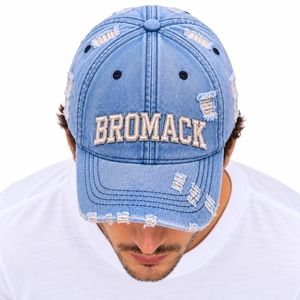 Casquette de baseball unisexe classique, aspect denim, visière incurvée, fermeture réglable, détails vieillis, panneaux cousus, style quotidien - Product Image 5