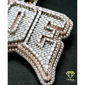 Pendentif lettre FOE glacé en moissanite, argent sterling 925 plaqué or, certifié GIA, style hip-hop - Product Image 6