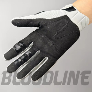 White Leather Motorbike <b>Gloves</b> Wrist Length Breathable Sporty Style for Spring Summer Sports Use - Product Image 5