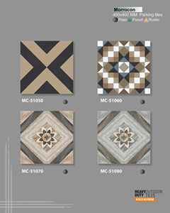 Baldosas de Cerámica Geométricas Blancas y Negras de 400x400 mm, Resistentes a los Ácidos, Antideslizantes, para Uso en Exteriores en Hoteles y Centros Comerciales - Product Image 2