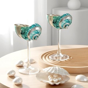 New arrival sea shell & metal wine glass ideal for serving red wine, white wine, cocktails, and other premium beverages in style - Product Image 3