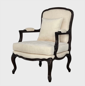 Sillón de Madera de Caoba de Alta Calidad con Cojín y Acabado Negro para Uso en Interiores - Product Image 1