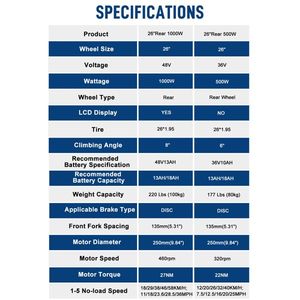 Kit de Bicicleta Eléctrica Negra de 26 Pulgadas y 1000W con Tracción Trasera, Neumáticos y Piezas de Modificación - Product Image 6