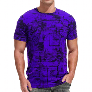 Men's <b>Red</b> Print Short Sleeve T-<b>Shirt</b> Slim Fit O-Neck Casual Knitted Breathable Polyester <b>Shirt</b> - Product Image 5