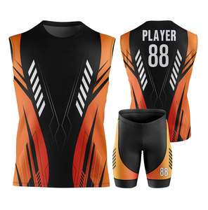 Conjunto de Camiseta de Baloncesto para Hombre, Negro y Naranja, Estampado Geométrico, Sin Mangas, Transpirable, Ajustado, Uniforme de Compresión - Product Image 1
