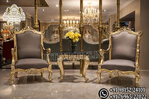 Sillón mecedora de madera de lujo y estilo real, tallado a mano, con acabado dorado, estilo Maharaja, exclusivo para venta al por mayor. - Product Image 5