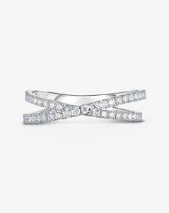 Diamond Stackable Eternity <b>Rings</b> Pave Set Custom 14K 18K Solid Gold Round Cut Lab Grown Minimalist Wedding Solitaire <b>Cross</b> Bands - Product Image 1